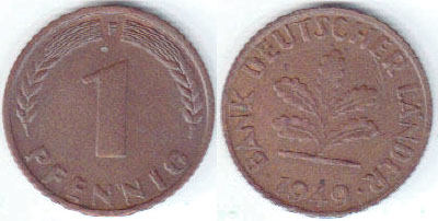 1949 F Germany 1 Pfennig A008028